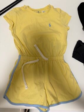 Polo Ralph Lauren girls Yellow romper with  Blue Pony size 3